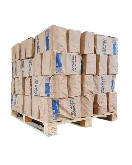 Ecoblaze Kiln Dried Premium Hardwood Firewood Bags on a Pallet